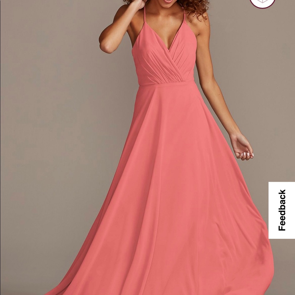 David’s bridal coral reef bridesmaids dress.